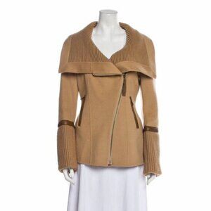 Mackage Camel Brown Tessa Wool Coat Leather Trim